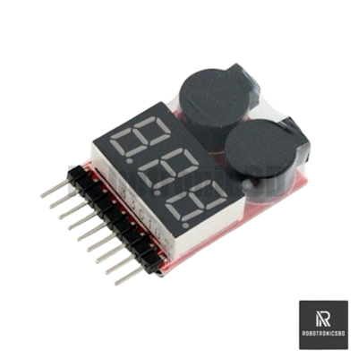 Picture of 1-8S LiPo Battery Voltage Tester | Digital Battery Checker for RC Cars, Drones & LiPo Packs (Black)