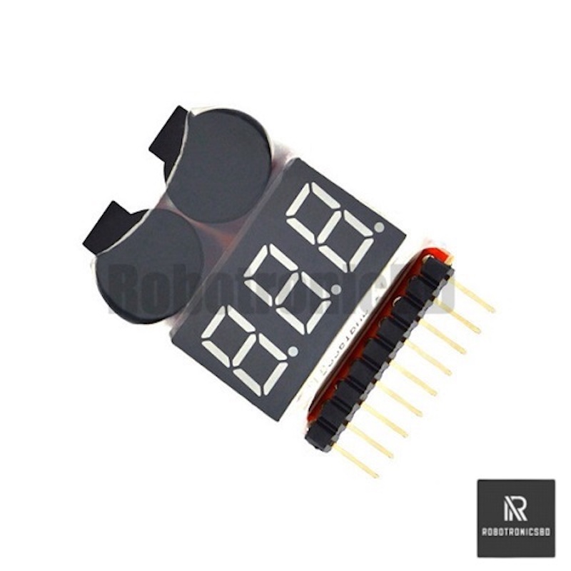 Picture of 1-8S LiPo Battery Voltage Tester | Digital Battery Checker for RC Cars, Drones & LiPo Packs (Black)