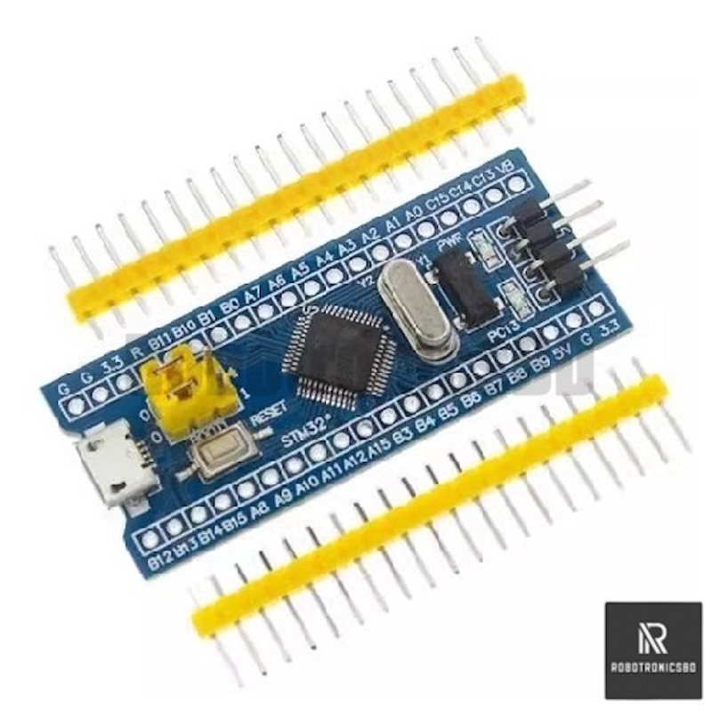 Picture of STM32F103C8T6 Development Board | ARM Cortex-M3 32-bit Microcontroller Original 32F103C8T6 Chip | STM32 Blue Pill Board for Arduino, Robotics &amp; Embedded Projects (Blue)