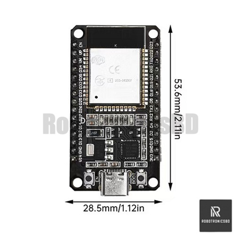 Picture of ESP32 Type-C 30 Pin Development Board with CP2102 Driver | Dual-Core Wi-Fi + Bluetooth Microcontroller | Ideal for IoT, Robotics & DIY Projects (Black)