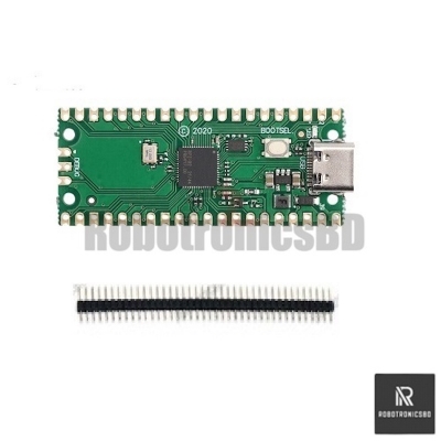 Picture of Raspberry Pi Pico Board (Without Logo) | Type-C Port | With Solder Header & Without Header Options | RP2040 Dual-Core ARM Cortex-M0+ Microcontroller | Ideal for Robotics, IoT & DIY Projects (Pico Soldering Pin)