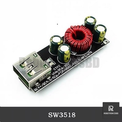 Picture of SW3518 QC4.0 / QC3.0 Fast Charger Adapter Module | USB Type-C 6–35V Step-Down Buck-Boost Board | Full QC4.0 Protocol for Mobile Phones (Black)