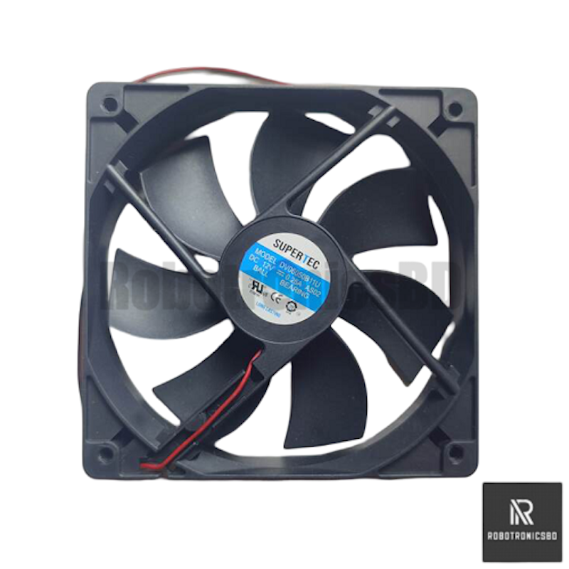 Picture of 5-Inch DC 12V Cooling Fan for Incubator | High-Speed Brushless Exhaust Fan | Silent Cooling for Egg Incubator, Power Supply, Inverter & Electronics Projects (Black)