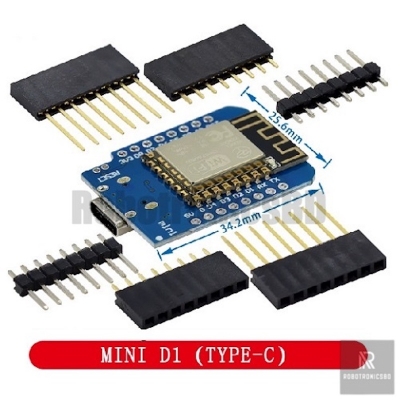 Picture of ESP8266 D1 Mini Wi-Fi Development Board | Type-C & Micro USB | NodeMCU Compatible for IoT, Arduino & DIY Electronics Projects (Type C)