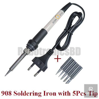 Picture of 5Pcs Soldering Tip Set for 908 Soldering Iron | Replacement Tips Kit | High-Quality Iron Tips for Electronics, PCB & DIY Repair Work (Iron+5Pcs Tip)