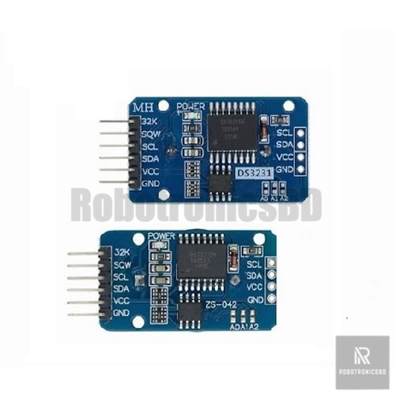 Picture of DS3231 RTC Module | High-Precision Real-Time Clock with Battery Backup | I2C Interface for Arduino, ESP32 & Raspberry Pi Projects (Blue)