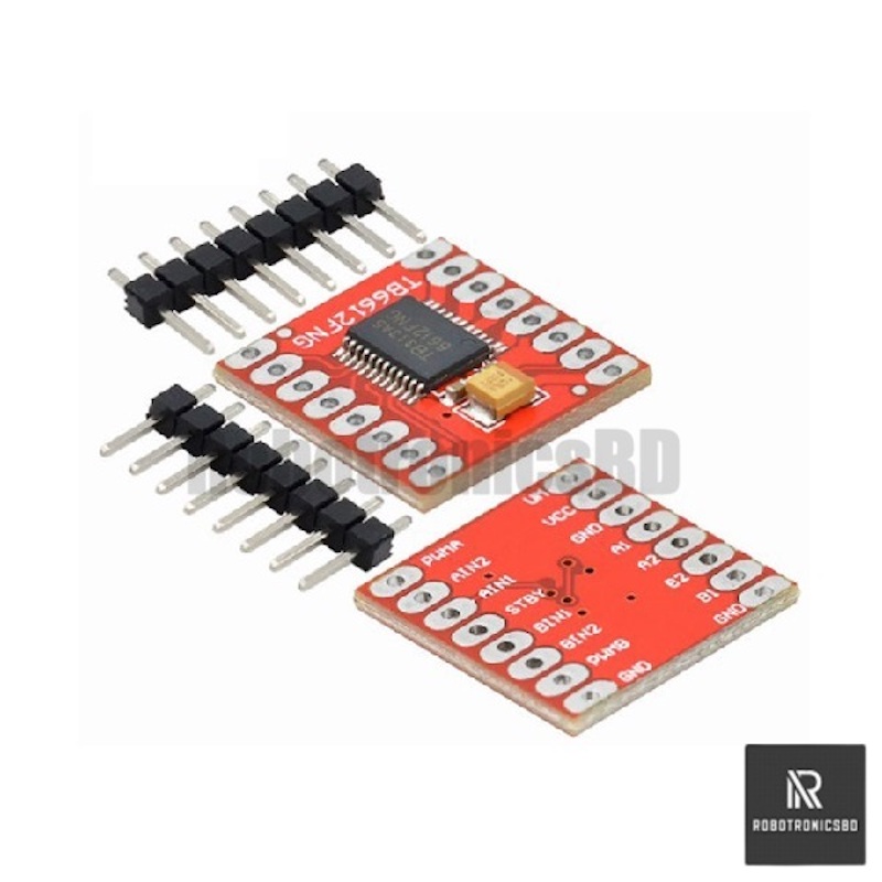 Picture of TB6612FNG Dual Motor Driver Module with Soldered Header | 1.2A DC Motor Controller | PWM Speed Control | Arduino, ESP32 & Robotics Projects (Red)