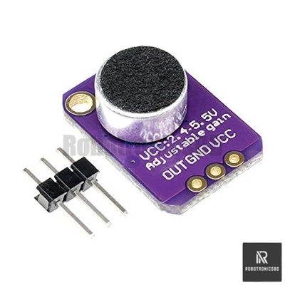 Picture of MAX4466 Sound Sensor Module | High-Sensitivity Microphone Amplifier Board | Audio Detection Module for Arduino, ESP32 & DIY Projects (Purple)