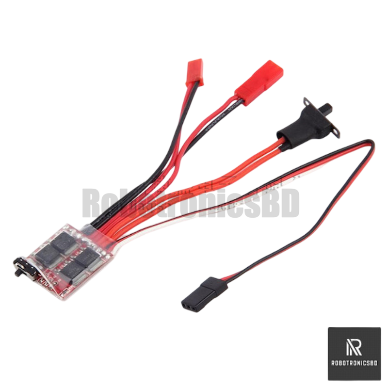 Picture of 20A Bi-Directional ESC Motor Speed Controller | Forward & Reverse DC Motor Controller | PWM Control | Arduino, RC & Robotics Projects (Red)