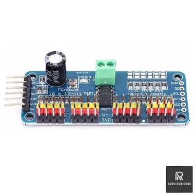 Picture of PCA9685 16-Channel PWM Servo Driver Module | I2C 12-Bit PWM Controller | Arduino, ESP32, Raspberry Pi & Robotics Projects (Blue)
