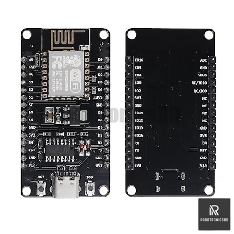 Picture of ESP8266 Type-C Development Board with CH340 USB Driver | Wi-Fi Microcontroller | NodeMCU Compatible for Arduino, IoT & DIY Projects (Black)
