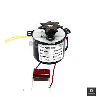 Picture of 6W Egg Incubator Turning Motor | AC 220V Synchronous Gear Motor | 2.5/3 RPM | Automatic Egg Turner Motor for Poultry Incubators (Black,1 kg)