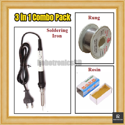 Picture of Soldering Iron Combo Pack | 5 in 1 Kit | 60W 908 Soldering Iron with Power Indicator, Desoldering Pump, Solder Wire, Rosin, Stand | DIY & Electronics Repair Kit (3 in 1 combo)