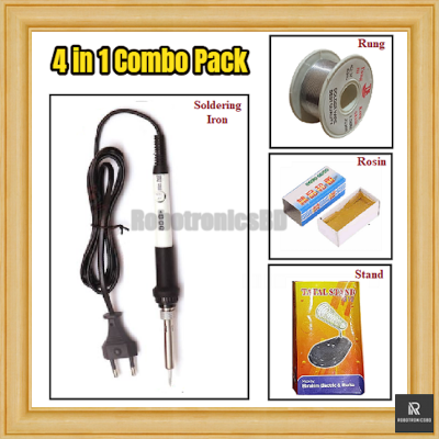 Picture of Soldering Iron Combo Pack | 5 in 1 Kit | 60W 908 Soldering Iron with Power Indicator, Desoldering Pump, Solder Wire, Rosin, Stand | DIY & Electronics Repair Kit (4 in 1 combo)