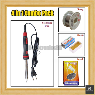 Picture of Soldering Iron Combo Pack | 5 in 1 Kit | 60W Soldering Iron with Red LED Indicator, Desoldering Pump, Solder Wire, Rosin, Stand | DIY & Electronics Repair Kit (4 in 1 Combo)