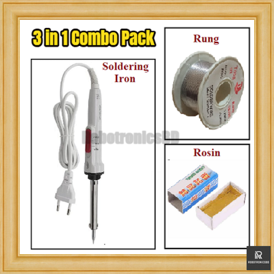 Picture of Soldering Iron Combo Pack | 5 in 1 Kit | 60W High/Low Adjustable Soldering Iron, Desoldering Pump, Solder Wire, Rosin, Stand | DIY & Electronics Repair Kit (3  in 1 Combo)