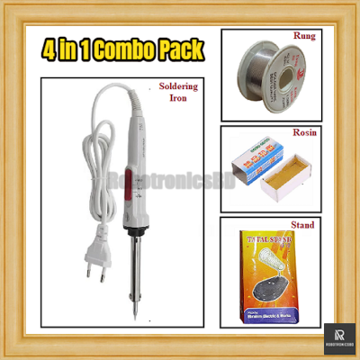 Picture of Soldering Iron Combo Pack | 4 in 1 Kit | 60W High/Low Adjustable Soldering Iron, Solder Wire, Rosin, Stand | DIY & Electronics Repair Kit (4 in 1 Combo)
