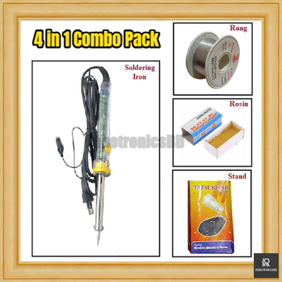 Picture of Soldering Iron Combo Pack | 5 in 1 Kit | 60W Transparent Soldering Iron, Desoldering Pump, Solder Wire, Rosin, Stand | DIY & Electronics Repair Kit (4 in 1 Combo)