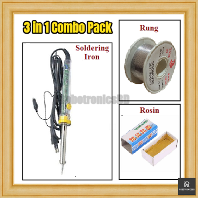 Picture of Soldering Iron Combo Pack | 3 in 1 Kit | 60W Transparent Handle Soldering Iron, Solder Wire (Rung), Rosin | DIY & Electronics Repair Kit (3 in 1 Combo)