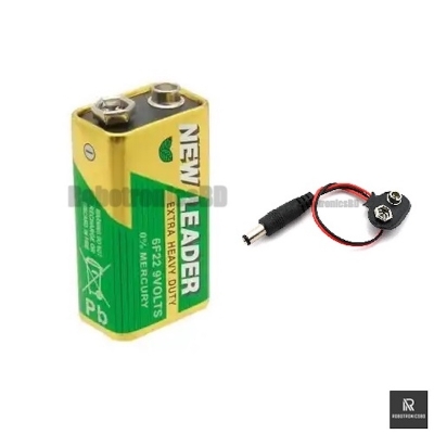 Picture of New Leader 9V Battery with Snap Connector | Ideal for Arduino, Multimeters, Toys & DIY Projects (battery+connector)