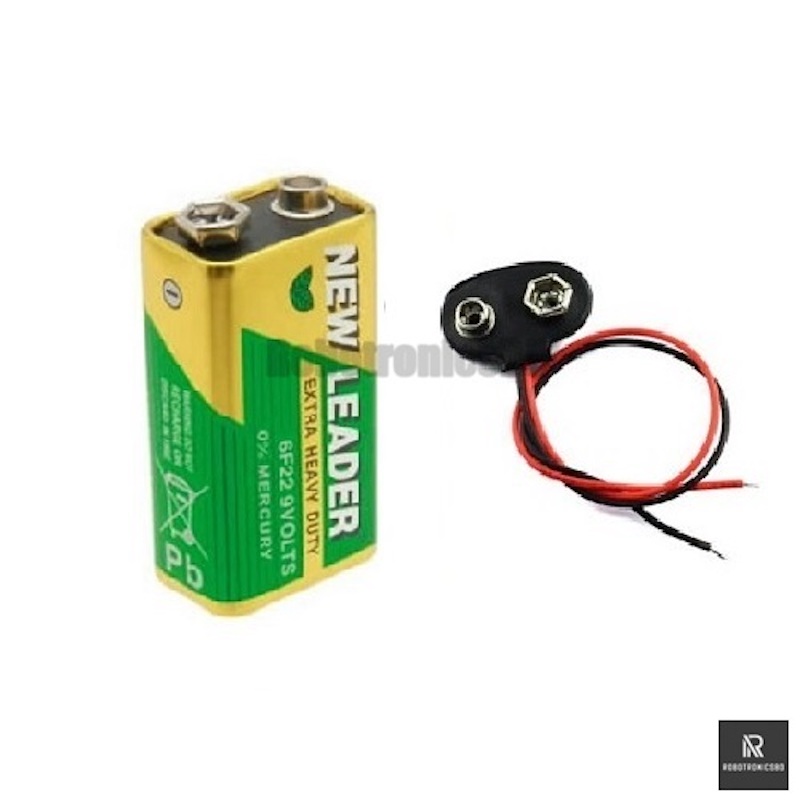 Picture of New Leader 9V Battery with Snap Connector | Ideal for Arduino, Multimeters, Toys & DIY Projects (battery+connector)