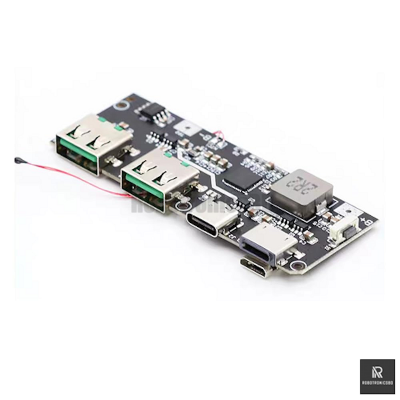 Picture of QC4 PD3.0 22.5W 5-Port Power Bank Module | 5A Micro/Type-C 18650 Battery Charger Circuit Board (Black)
