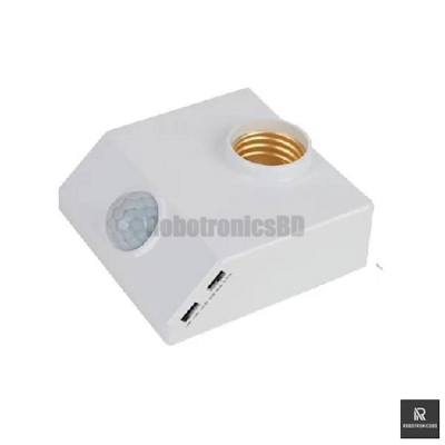 Picture of PIR Motion Sensor E27 Bulb Holder | Automatic Infrared Human Body Induction Light Lamp Socket (White)