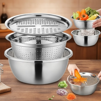 Picture of 3-in-1 Multifunctional Stainless Steel Bowl Drain Set