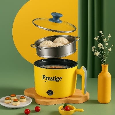 Picture of Prestige 22cm Multifunctional Household Kitchen Electric Cooking Pot with Steamer