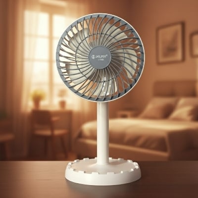 Picture of JYSUPER JY-2218 Portable Mini Desk Fan Professional Rechargeable Strong Wind Left to Right Oscillating Angle 45 Degrees AC DC
