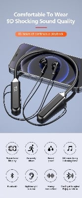 Picture of LED Display Wireless Neckband Bluetooth Headphones Outdoor Sports HIFI Earphones