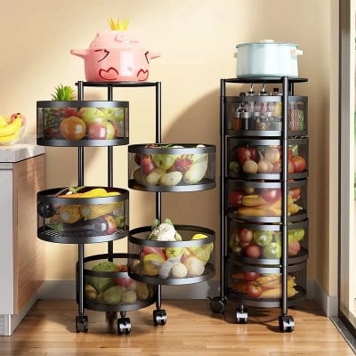 Picture of Stainless Steel 5 Layers Kitchen Rotating Shelf 360 Degree Baskets