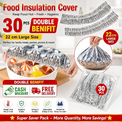 Picture of 30pcs Reusable Aluminum Foil Food Elastic Bowl Covers