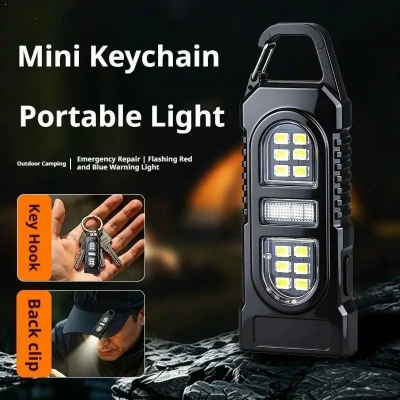 Picture of Keychain Flashlight USB C Rechargeable Hanging Work Light Waterproof Keyring Pocket Lamp