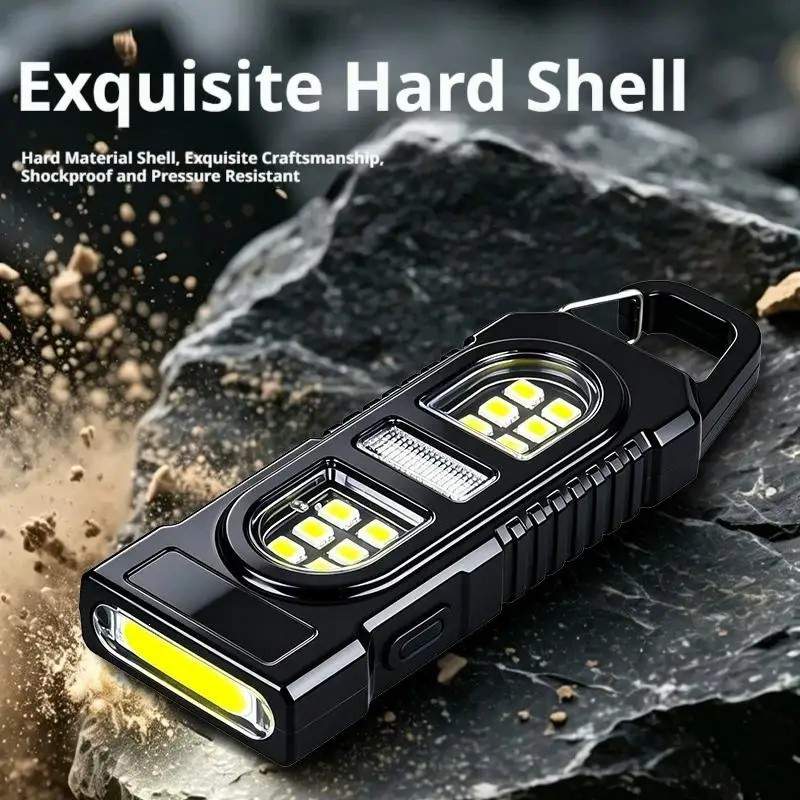 Picture of Keychain Flashlight USB C Rechargeable Hanging Work Light Waterproof Keyring Pocket Lamp