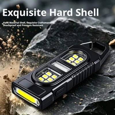 Picture of Keychain Flashlight USB C Rechargeable Hanging Work Light Waterproof Keyring Pocket Lamp