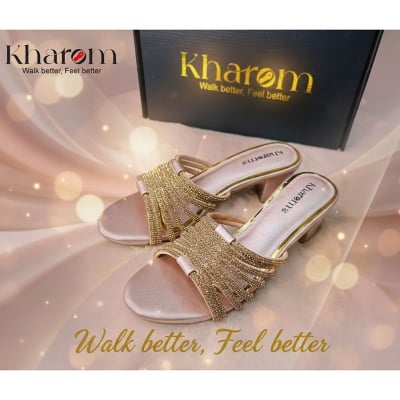 Picture of Sparkle Strap Bolck Heel - Golden