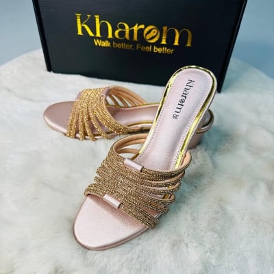 Picture of Sparkle Strap Bolck Heel - Golden