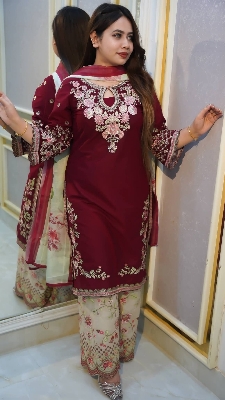 Picture of Garara Three Piece Suite-Maroon 