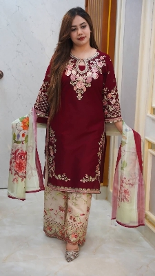 Picture of Garara Three Piece Suite-Maroon 