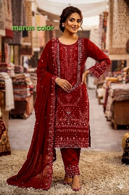 Picture of Premium Sada Bahar Kamiz (Four Piece)-Maroon