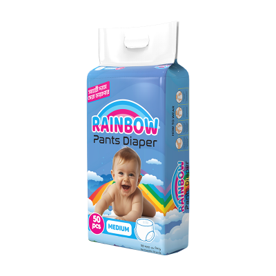 Picture of Rainbow Pant Diaper Medium (M) 50 Pcs Pack for Kids Dryness, Safety and Comfort