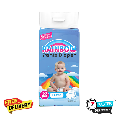 Picture of Rainbow Pant Diaper Large (L) 50 Pcs Pack for Kids Dryness, Safety and Comfort