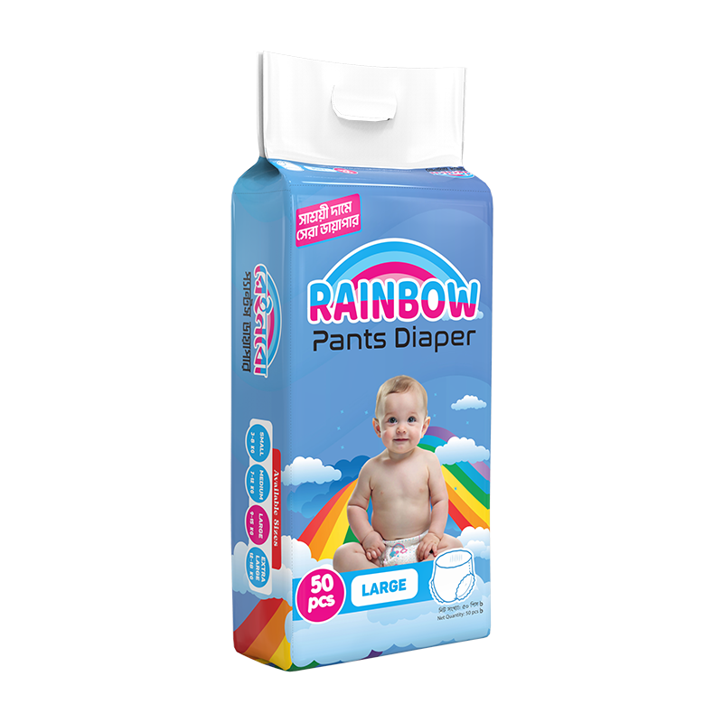 Picture of Rainbow Pant Diaper Large (L) 50 Pcs Pack for Kids Dryness, Safety and Comfort