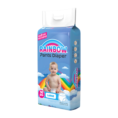 Picture of Rainbow Pant Diaper Large (L) 50 Pcs Pack for Kids Dryness, Safety and Comfort