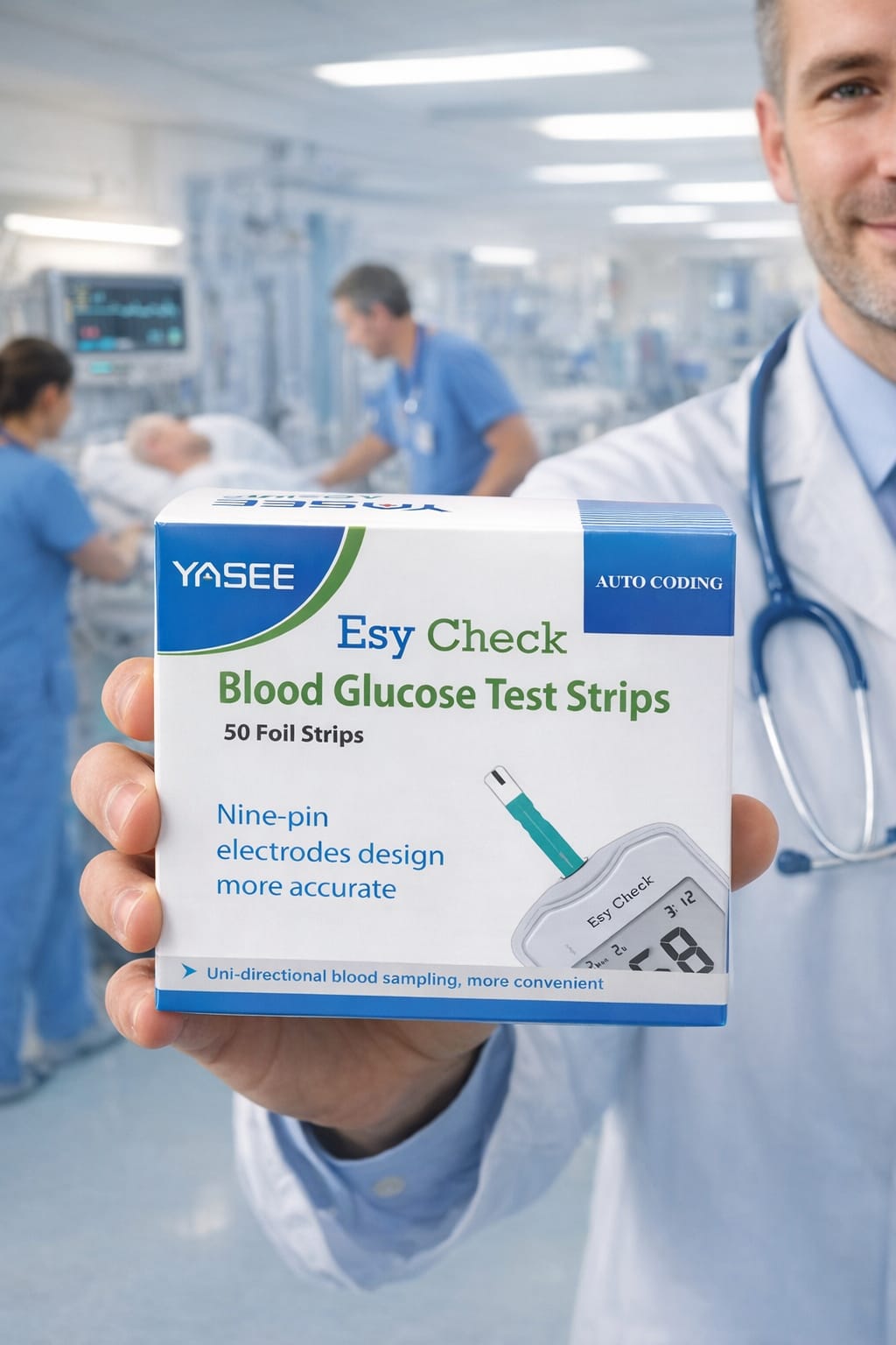 Picture of YASEE Esy Check Blood Glucose Test Strips 50 Foil Strips | High Accuracy Auto Coding Diabetes Test Strips