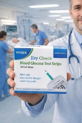 Picture of YASEE Esy Check Blood Glucose Test Strips 50 Foil Strips | High Accuracy Auto Coding Diabetes Test Strips