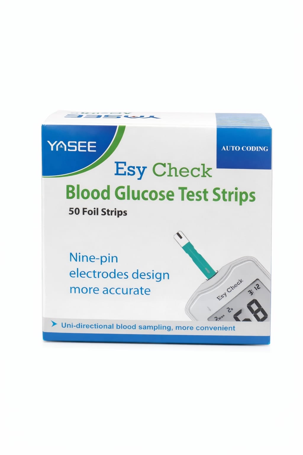 Picture of YASEE Esy Check Blood Glucose Test Strips 50 Foil Strips | High Accuracy Auto Coding Diabetes Test Strips