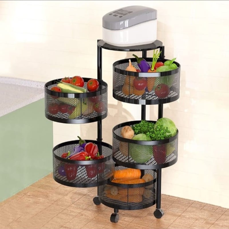 Picture of 4 & 5 Layer Steel Storage Organizer for Vegetables, Cabinets & Kitchen Accessories – Metal Kitchen Storage Rack