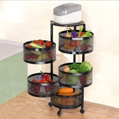 Picture of 4 & 5 Layer Steel Storage Organizer for Vegetables, Cabinets & Kitchen Accessories – Metal Kitchen Storage Rack